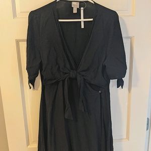 Black wrap style maternity dress